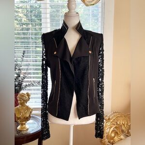 Toska Black Lace Sleeve Blazer